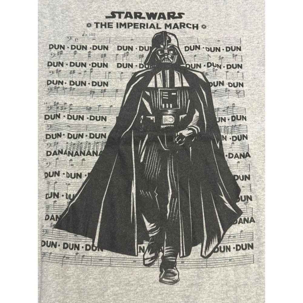 Star Wars Darth Vader Imperial March T-Shirt Mens Medium Gray Adult Music Sheet - Picture 5 of 8